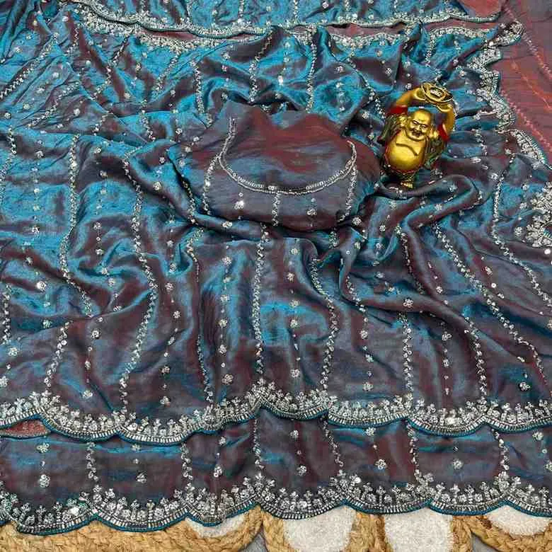 Kc 75 Space Silk Sequence Handworked Designer Saree Collection Sarees