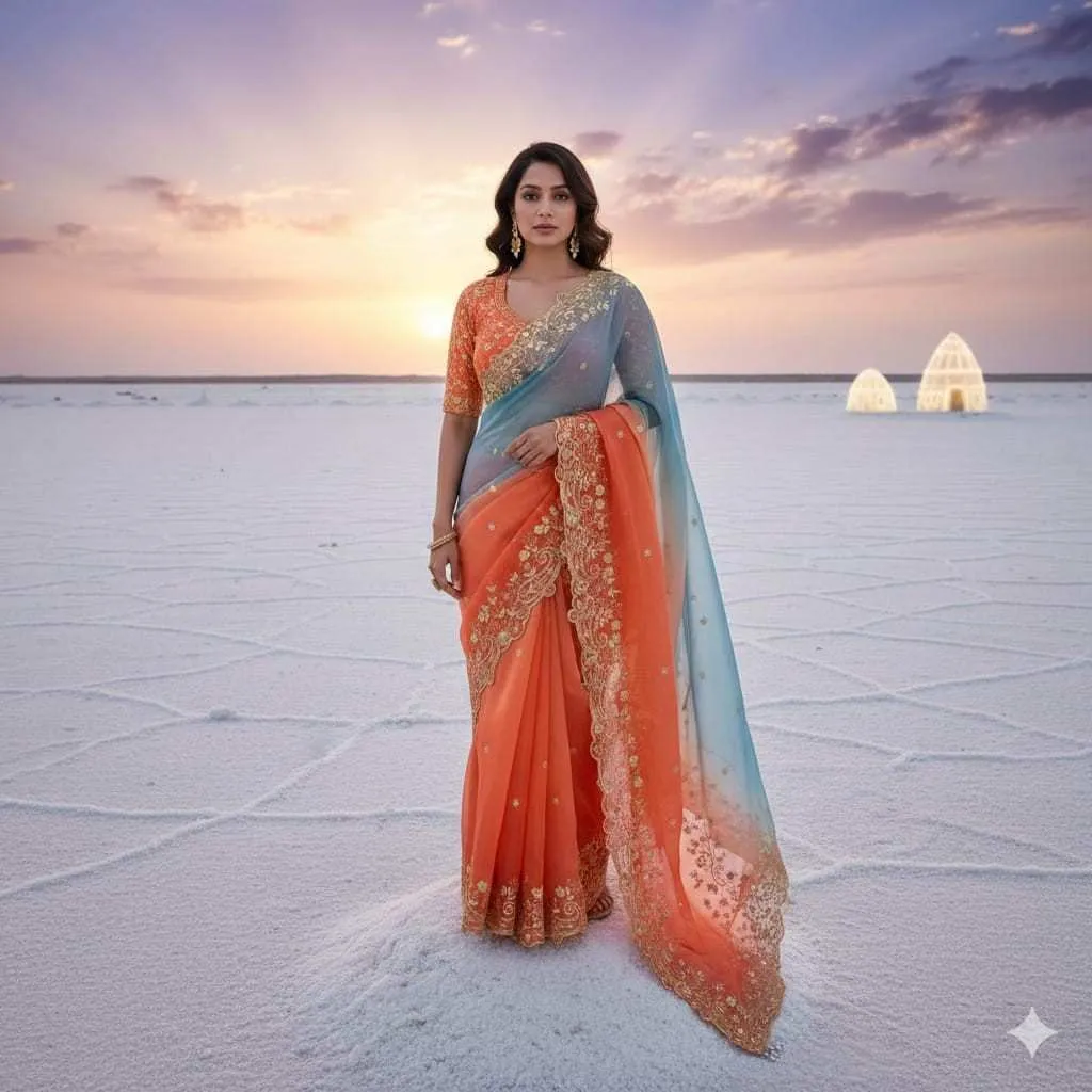 Kc 962 Space Silk Dual Shade Zari Worked Designer Saree Collection Sarees