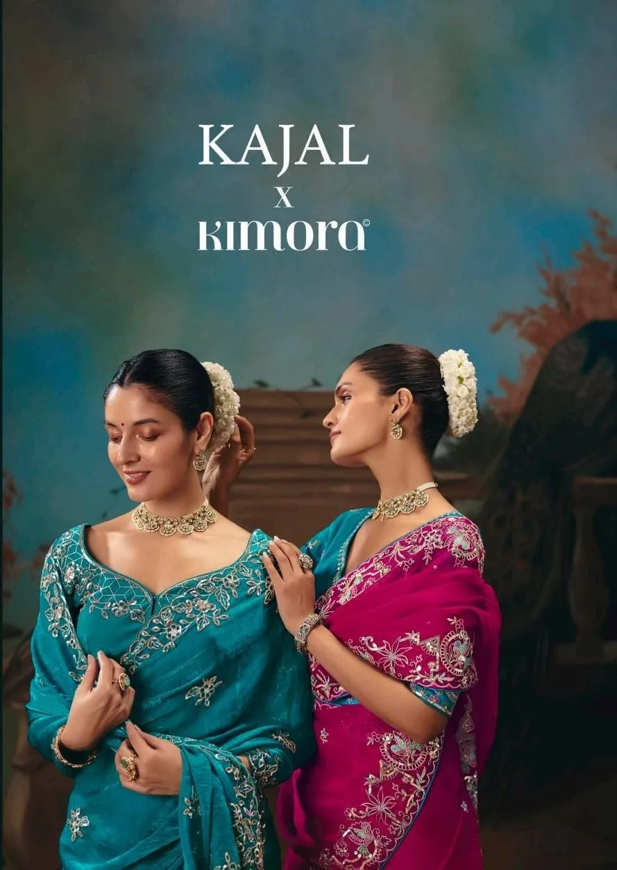 Kimora Kajal Fancy Thread Embroidered Work Designer Saree Collection Sarees