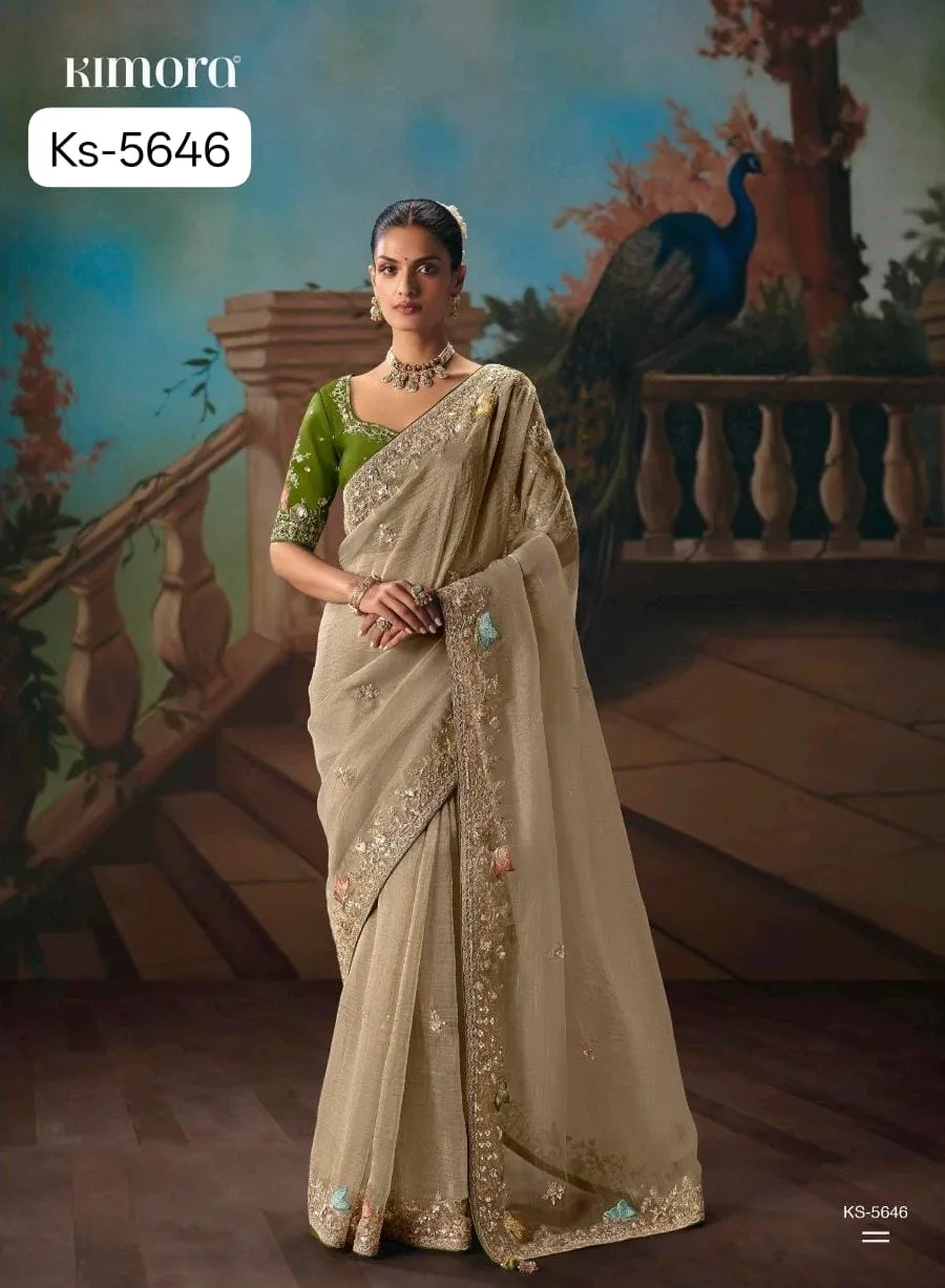Kimora Kajal Fancy Thread Embroidered Work Designer Saree Collection Sarees - Image 10