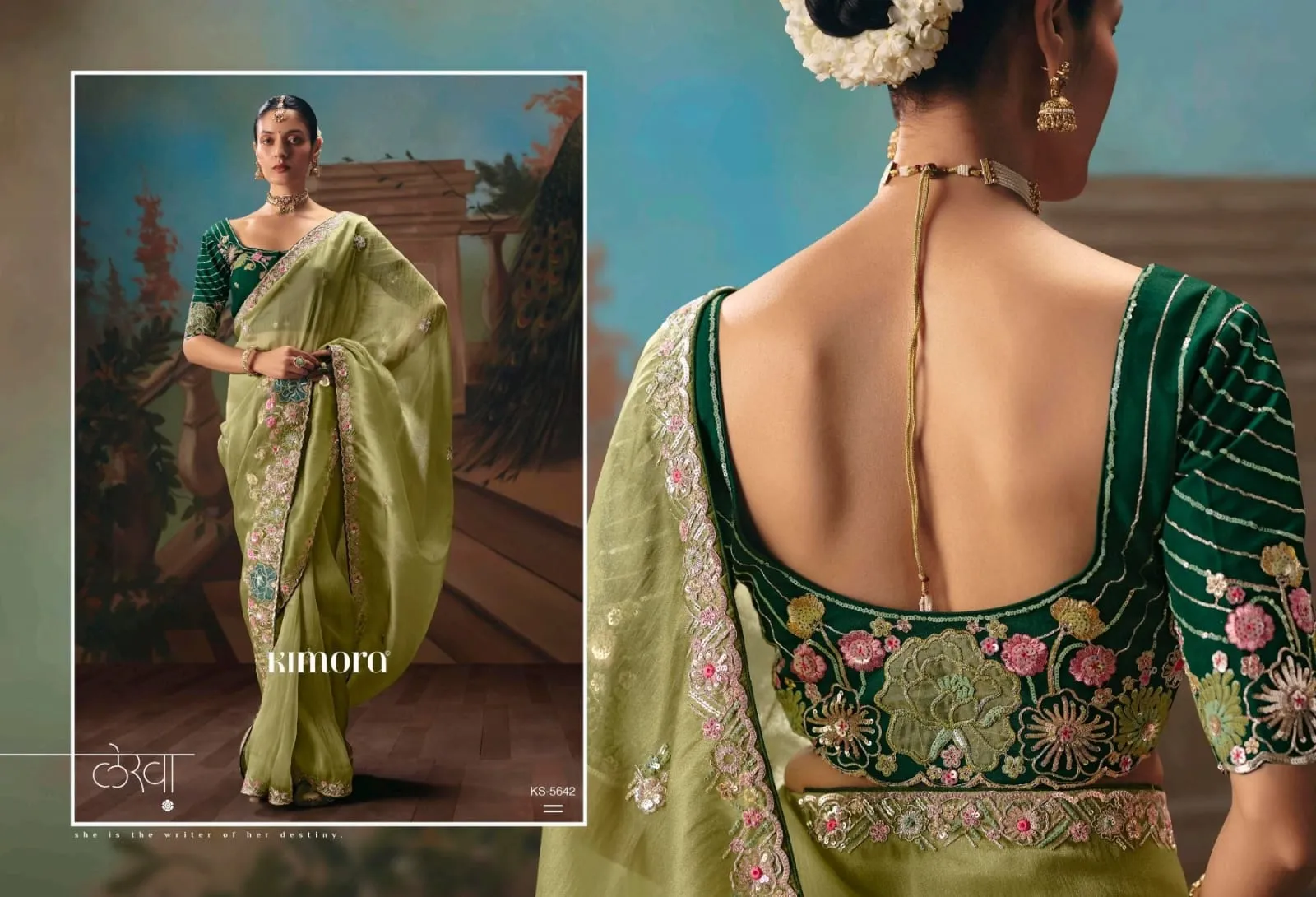 Kimora Kajal Fancy Thread Embroidered Work Designer Saree Collection Sarees - Image 12