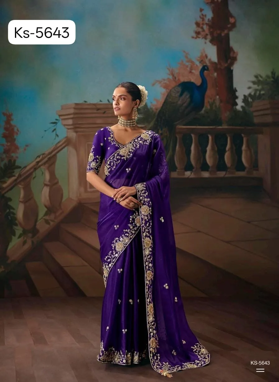 Kimora Kajal Fancy Thread Embroidered Work Designer Saree Collection Sarees - Image 17