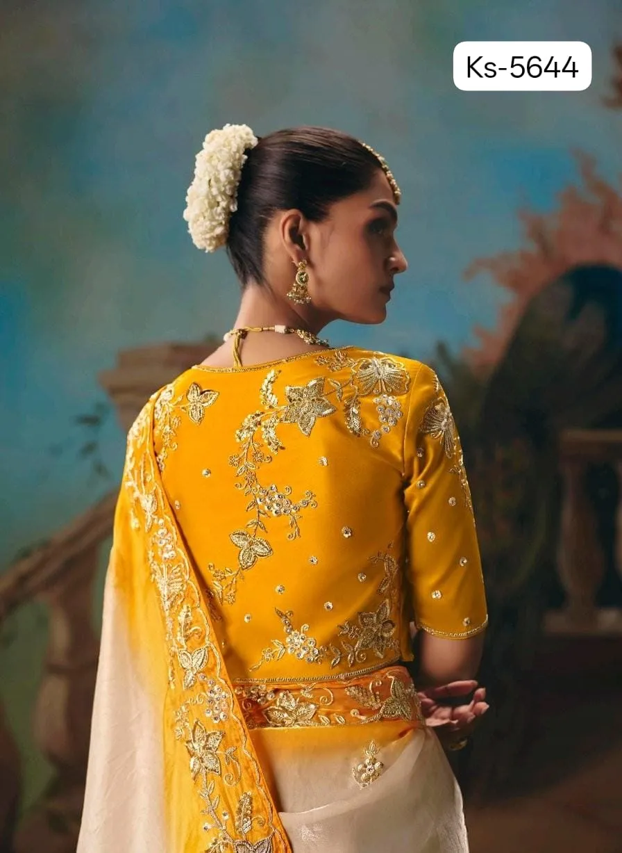 Kimora Kajal Fancy Thread Embroidered Work Designer Saree Collection Sarees - Image 18