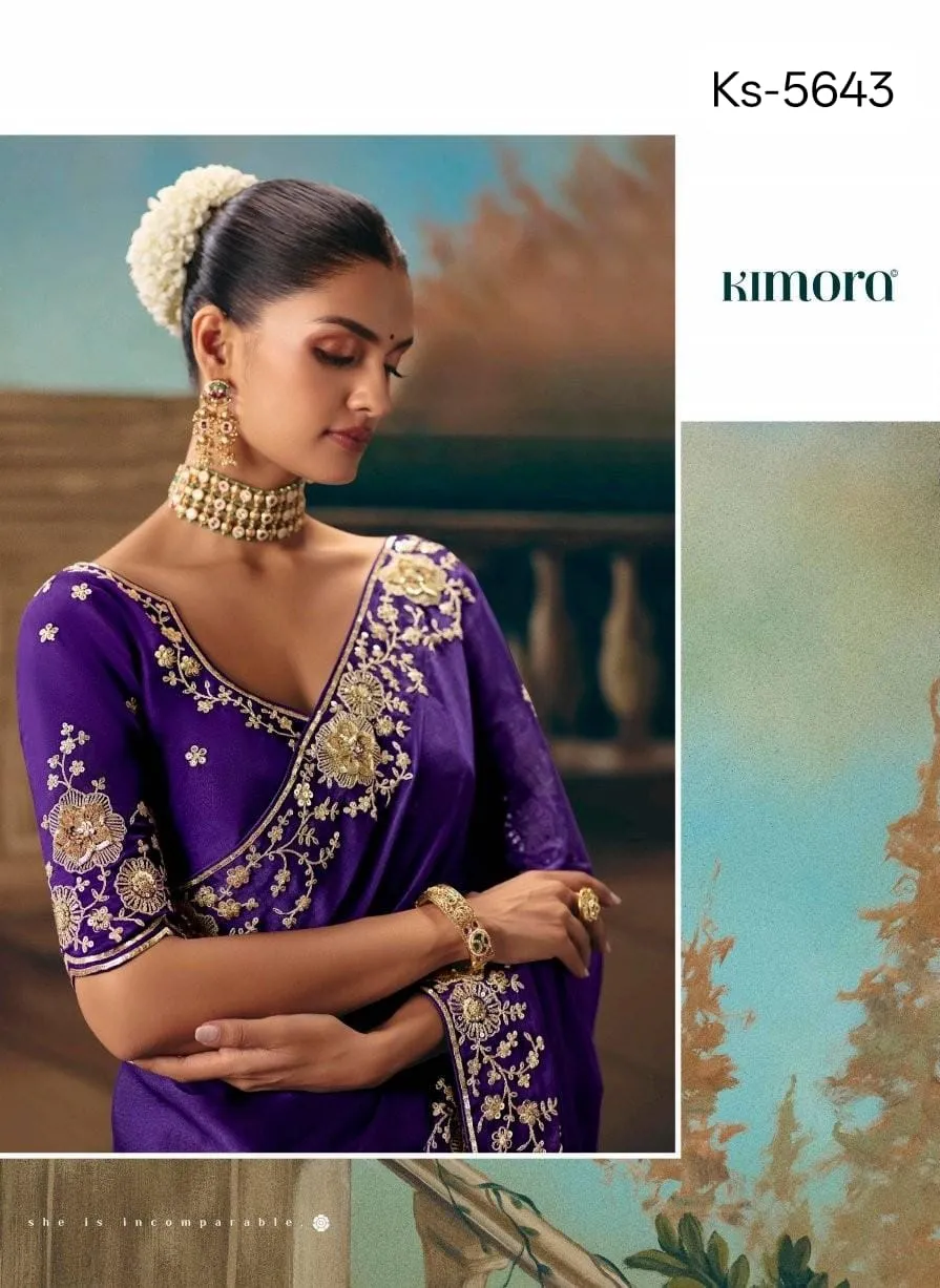 Kimora Kajal Fancy Thread Embroidered Work Designer Saree Collection Sarees - Image 20