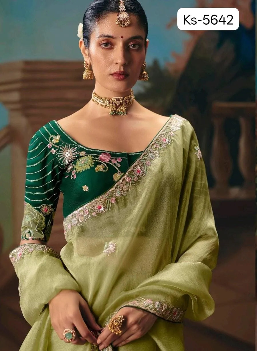 Kimora Kajal Fancy Thread Embroidered Work Designer Saree Collection Sarees - Image 4