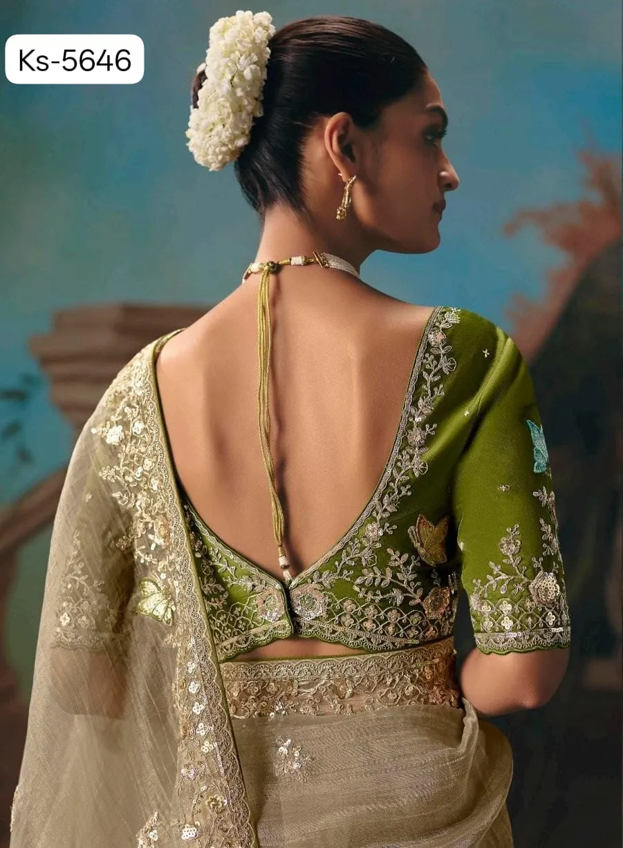 Kimora Kajal Fancy Thread Embroidered Work Designer Saree Collection Sarees - Image 8