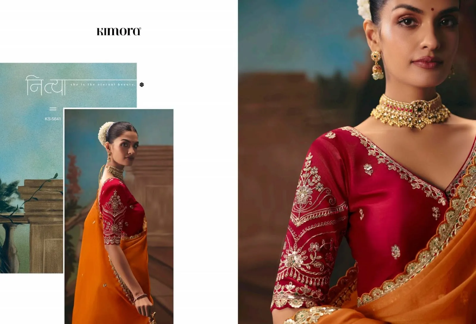 Kimora Kajal Fancy Thread Embroidered Work Designer Saree Collection Sarees - Image 9