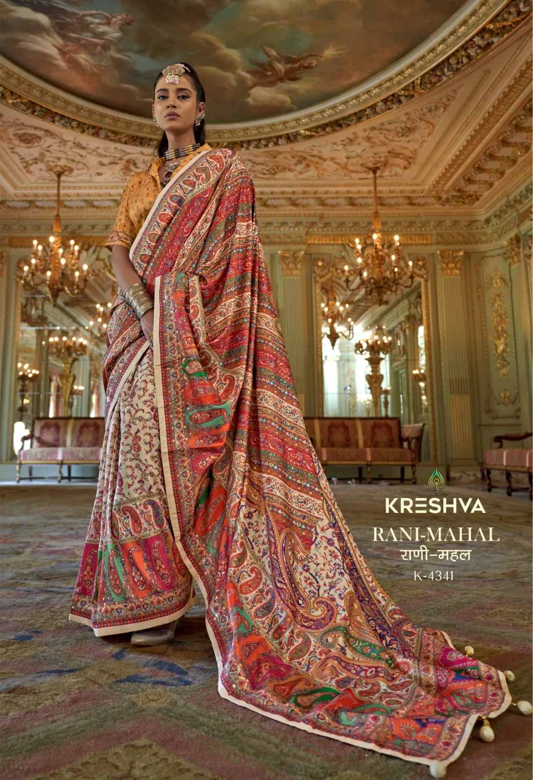 Kreshva Rani Mahal Silk Printed Glory Finish Saree Collection Sarees