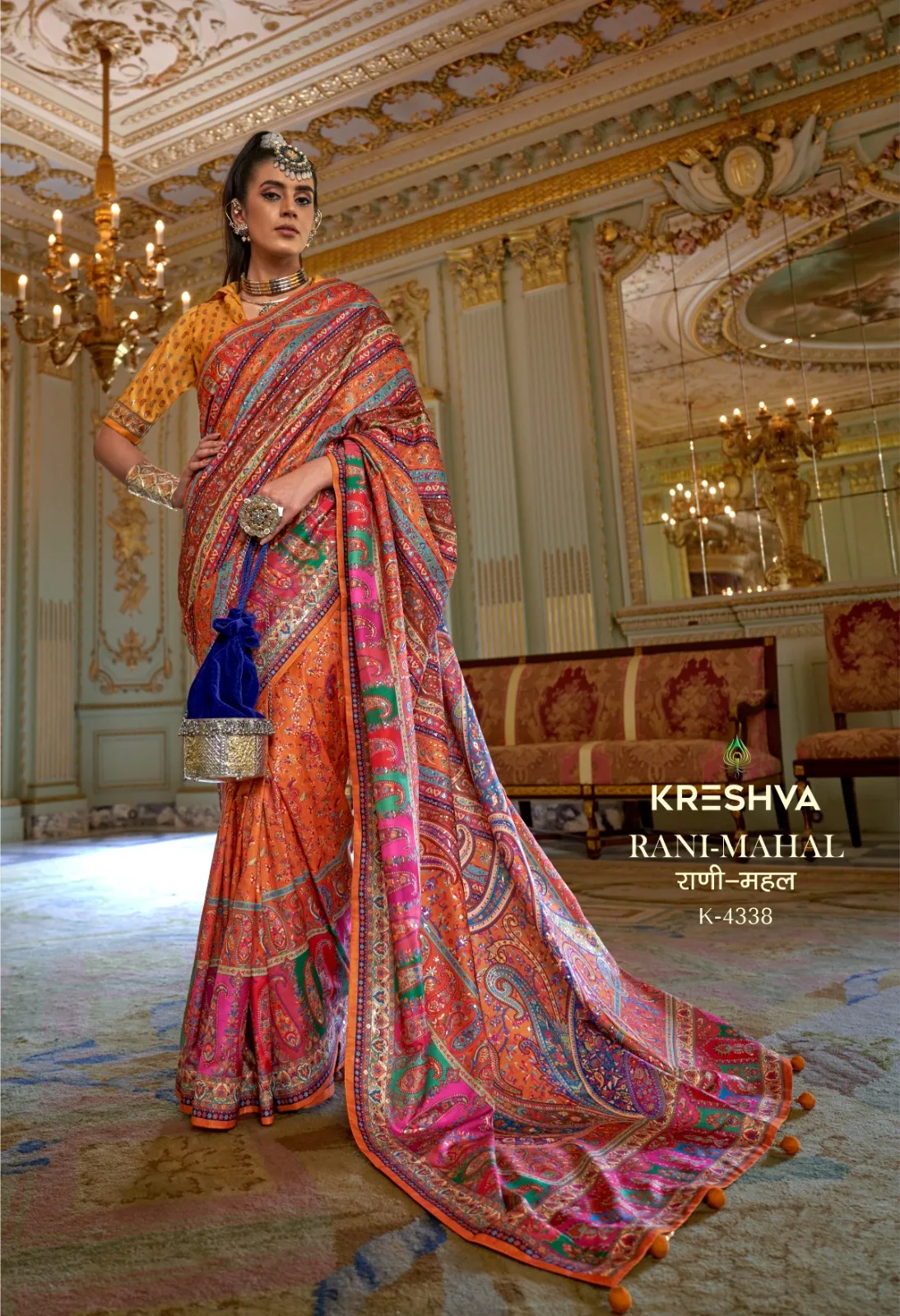 Kreshva Rani Mahal Silk Printed Glory Finish Saree Collection Sarees