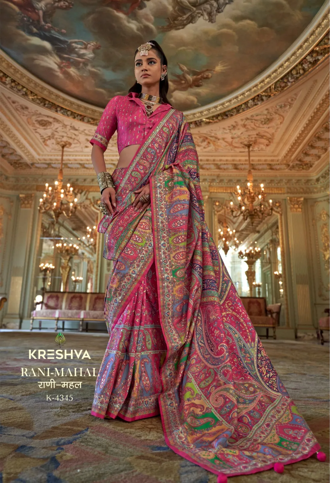 Kreshva Rani Mahal Silk Printed Glory Finish Saree Collection Sarees