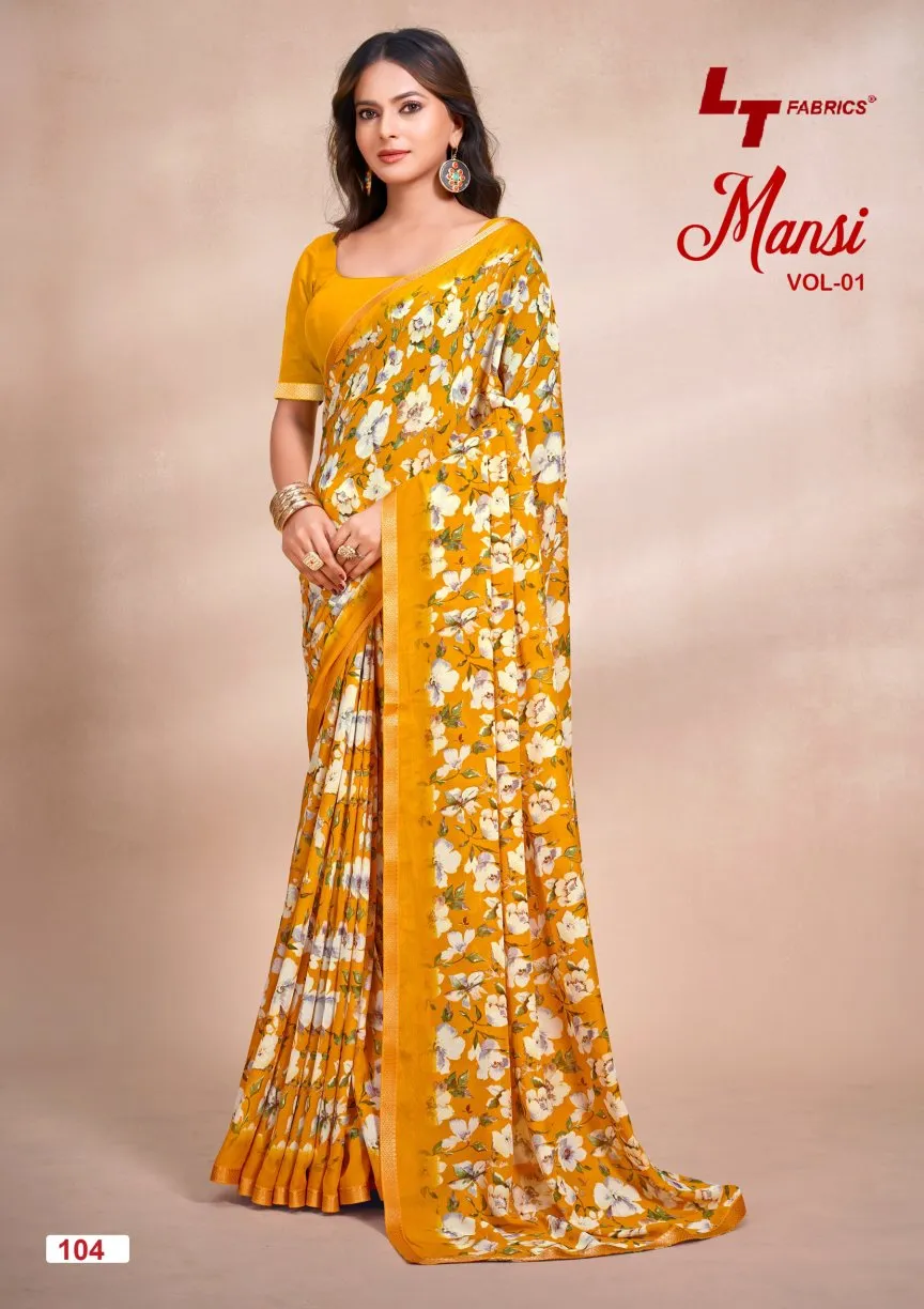 Lt Mansi Vol 1 Micro Renial Casual Wear Saree Collection Sarees