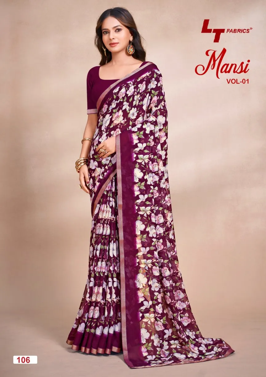 Lt Mansi Vol 1 Micro Renial Casual Wear Saree Collection Sarees