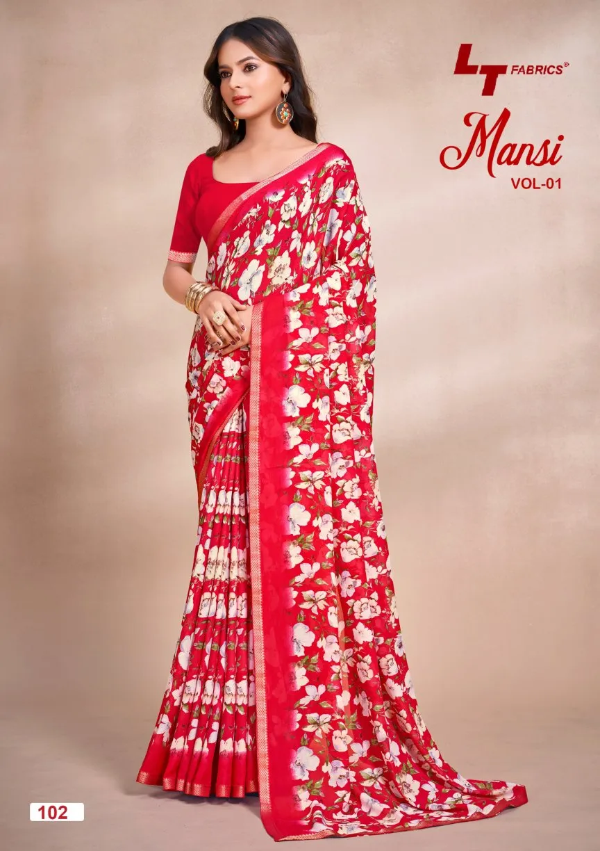 Lt Mansi Vol 1 Micro Renial Casual Wear Saree Collection Sarees