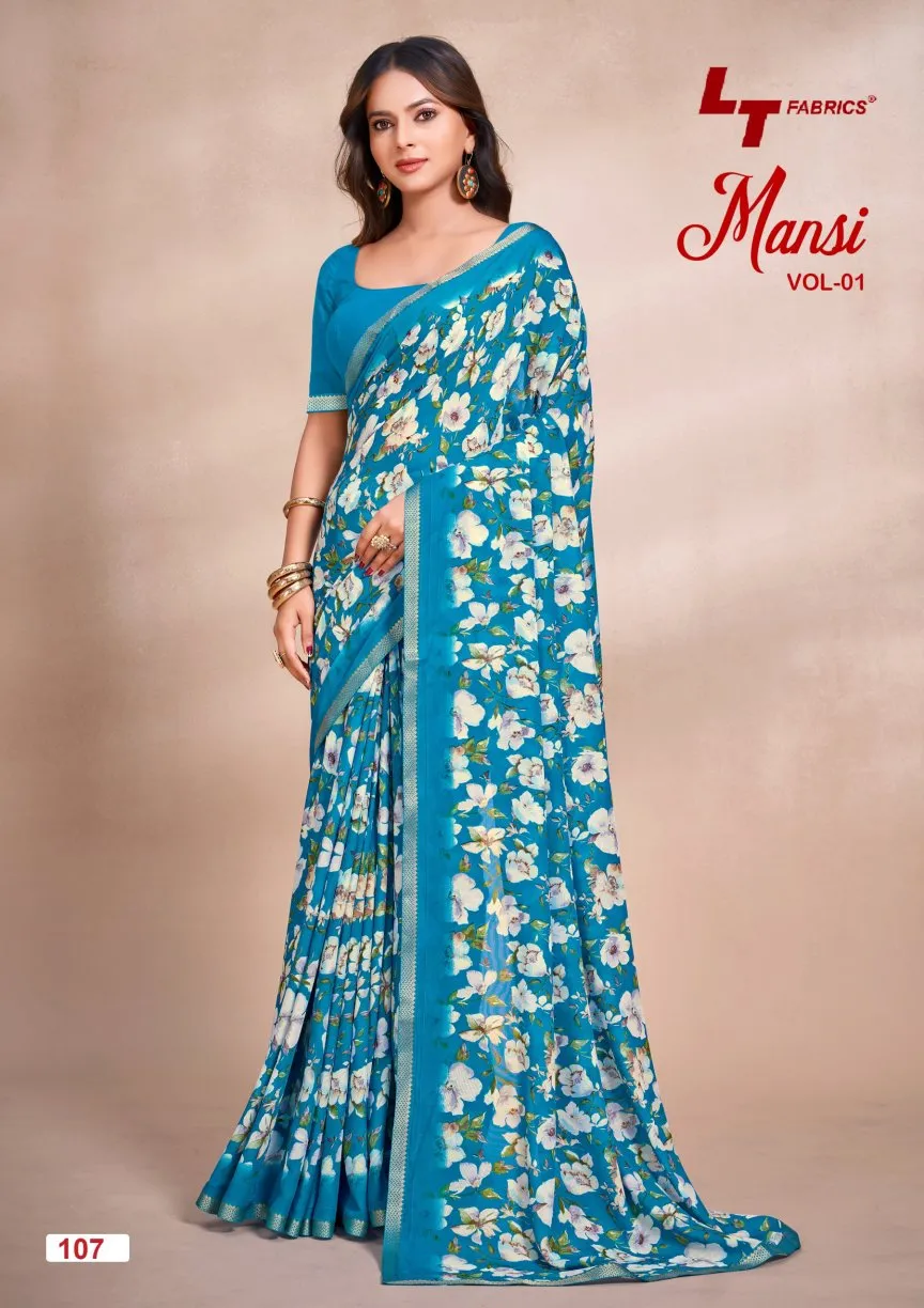 Lt Mansi Vol 1 Micro Renial Casual Wear Saree Collection Sarees