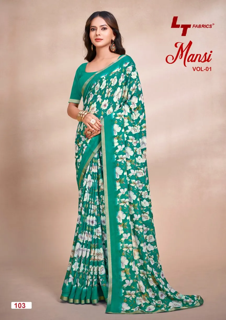 Lt Mansi Vol 1 Micro Renial Casual Wear Saree Collection Sarees