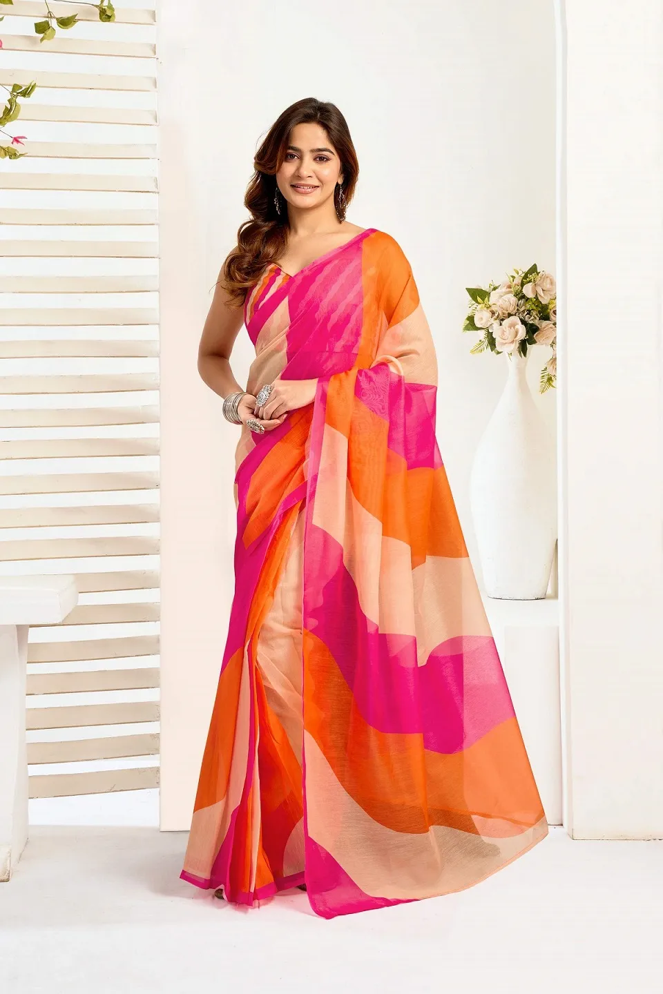 Meera 324 Linen Printed Party Wear Beautiful Saree Collection Sarees
