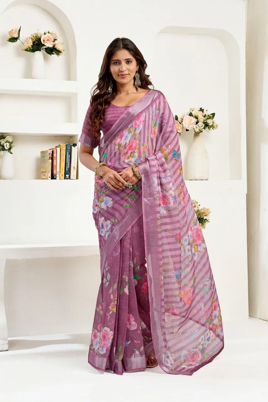 Meera 325 Linen Printed Ready to Wear Fancy Saree Collection Sarees