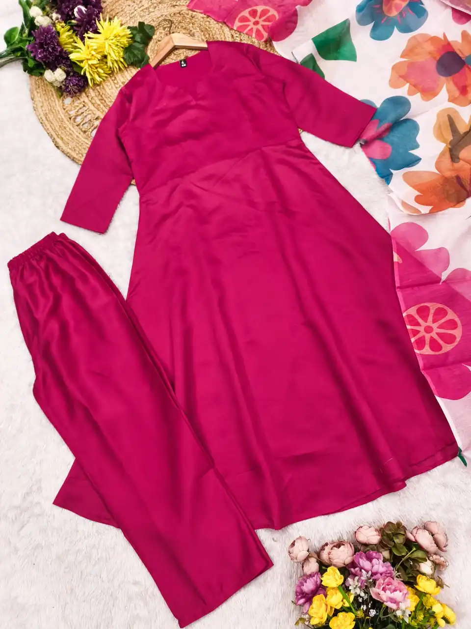 Kurti Pant Set With Dupatta Wholesale