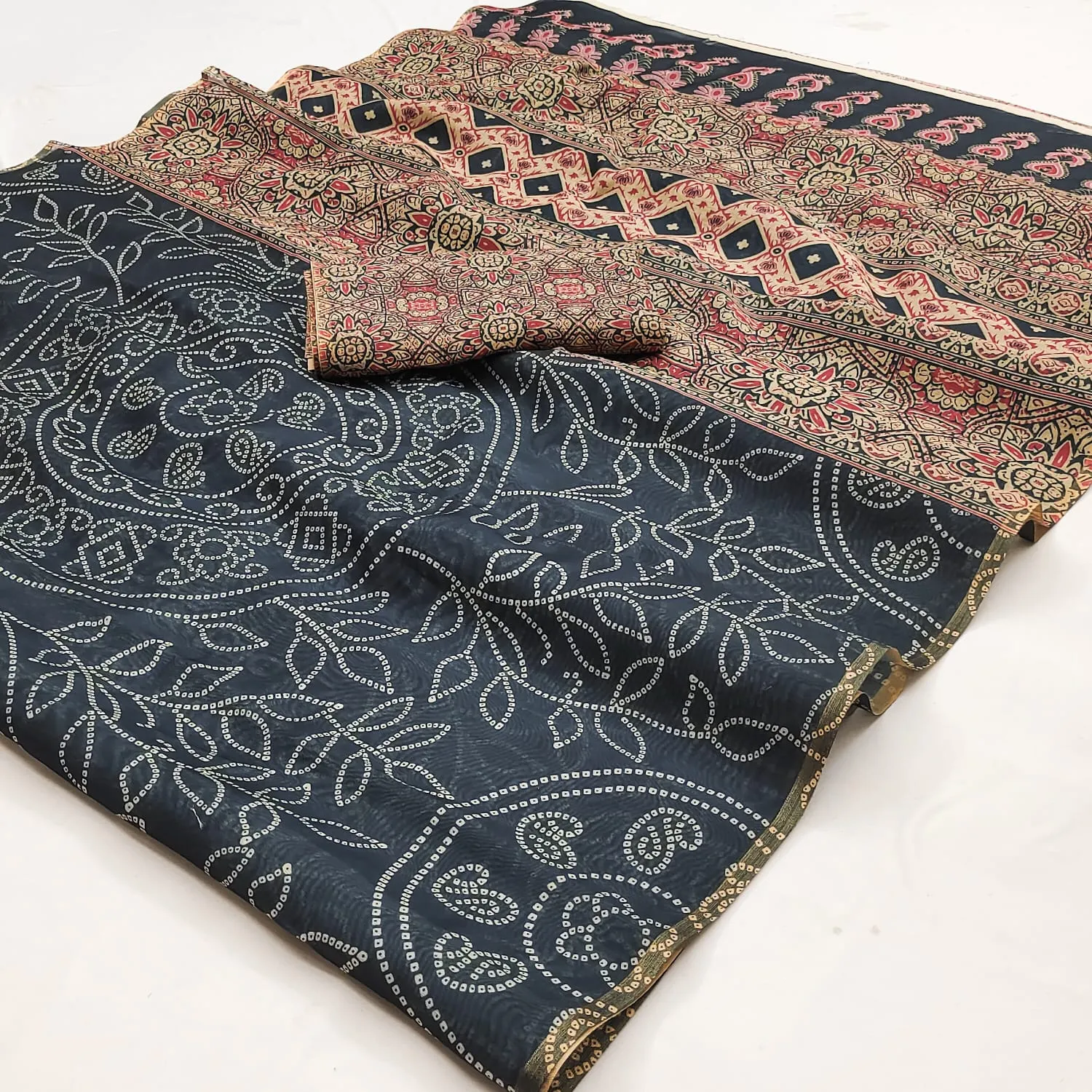 Rajyog Chanderi C 1 to C 12 Linen with Ajarakh Kalamkari Printed Saree Sarees