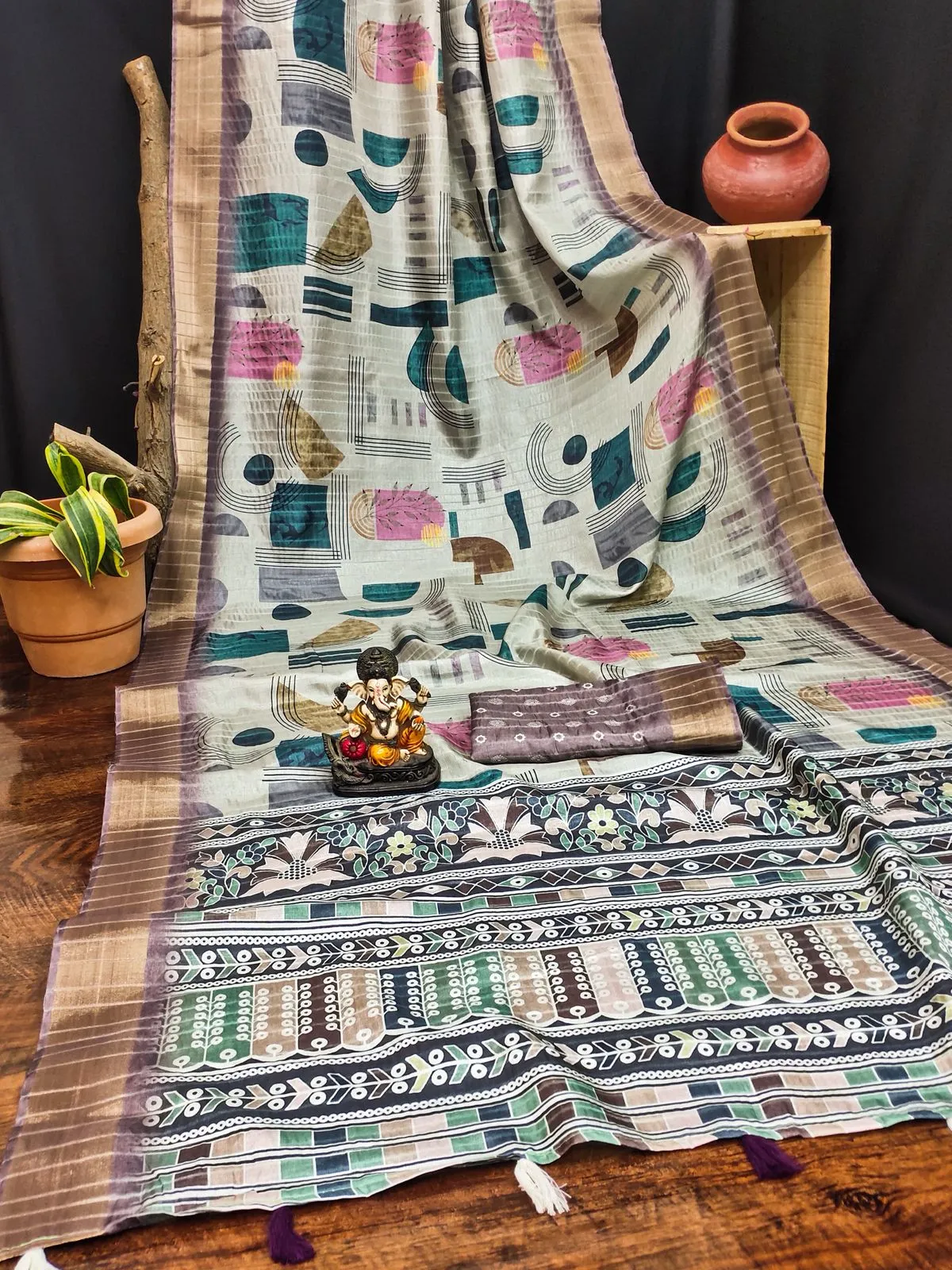 Scvc Radha Handloom Silk Ikkat Printed Fancy Saree Collection Sarees