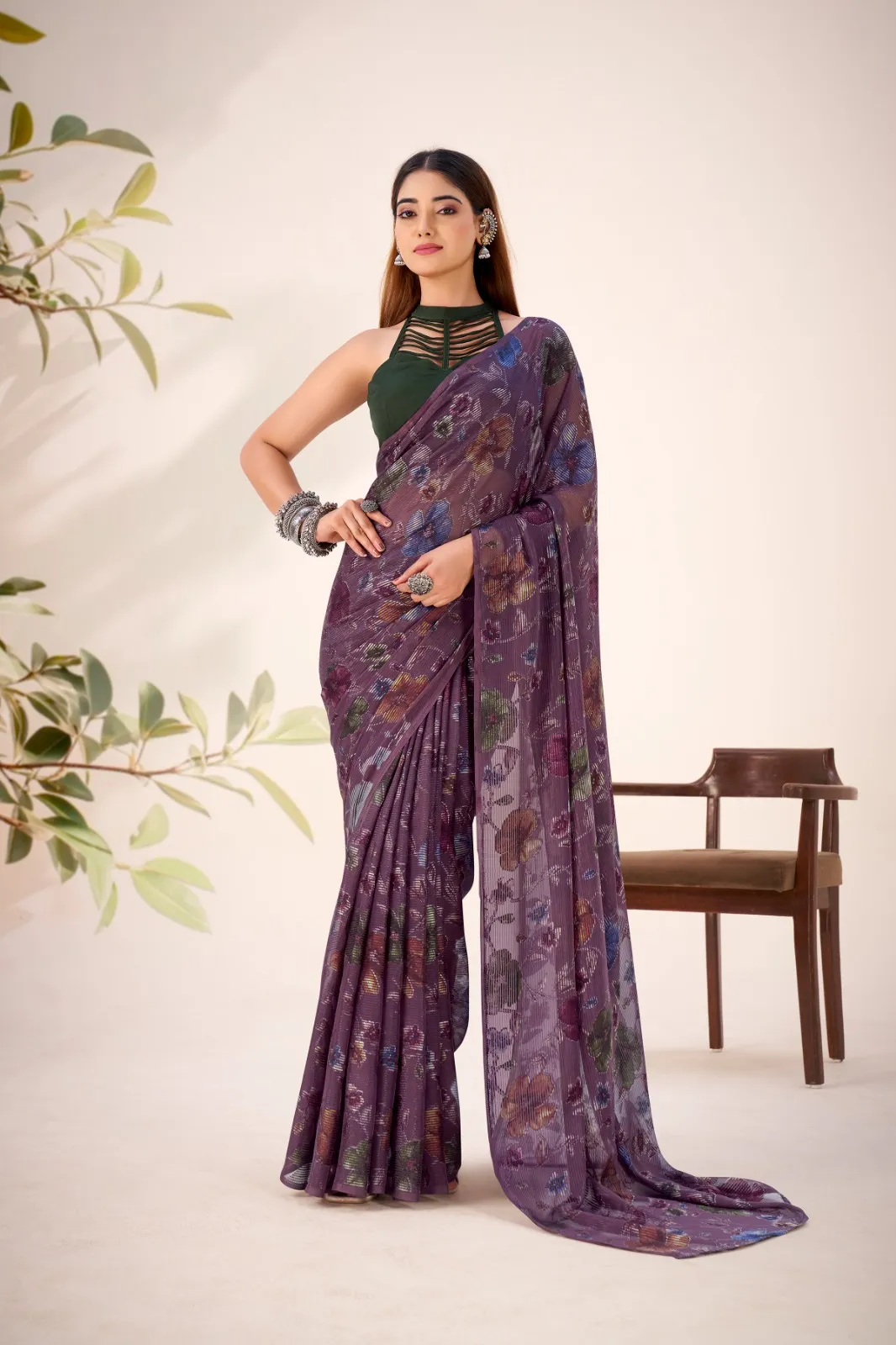Taraa L 7051 Lurex Brasso Floral Viscose Fancy Saree Collection Sarees
