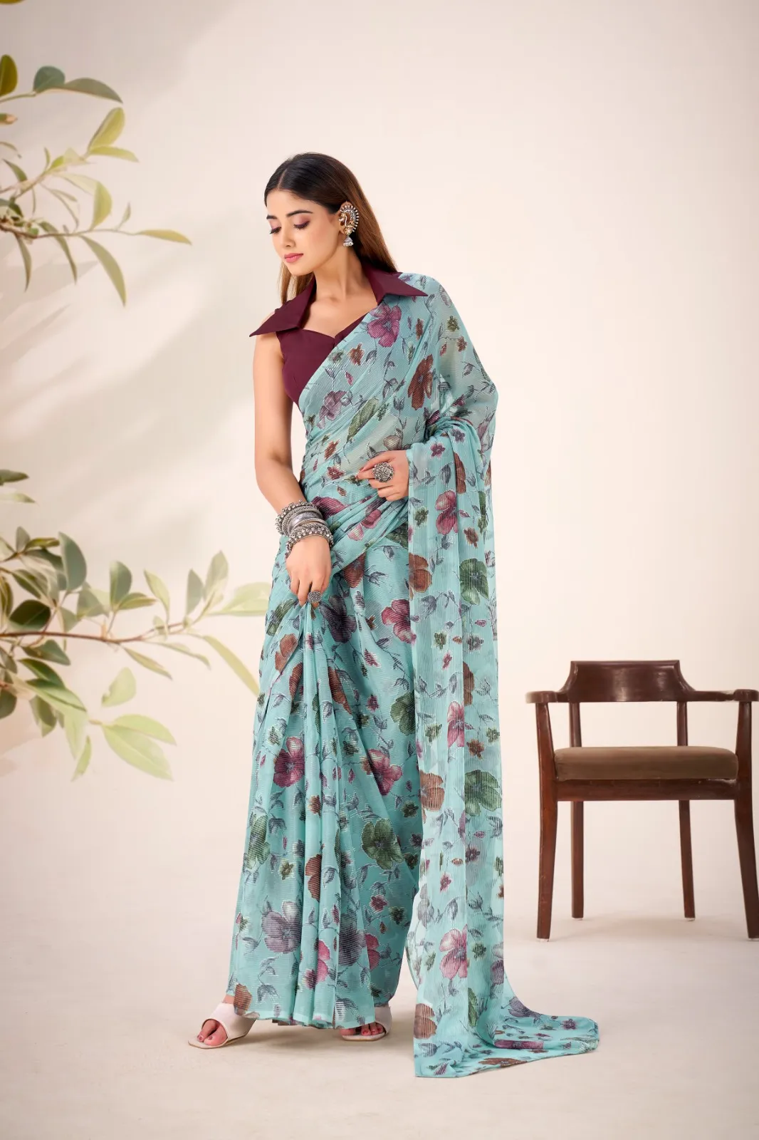 Taraa L 7051 Lurex Brasso Floral Viscose Fancy Saree Collection Sarees