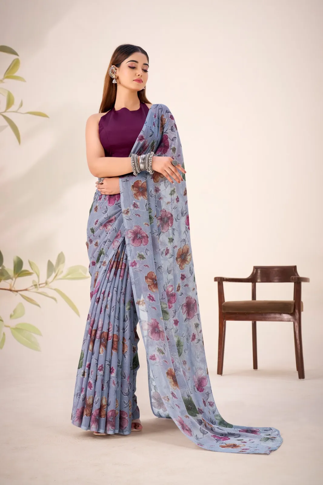 Taraa L 7051 Lurex Brasso Floral Viscose Fancy Saree Collection Sarees