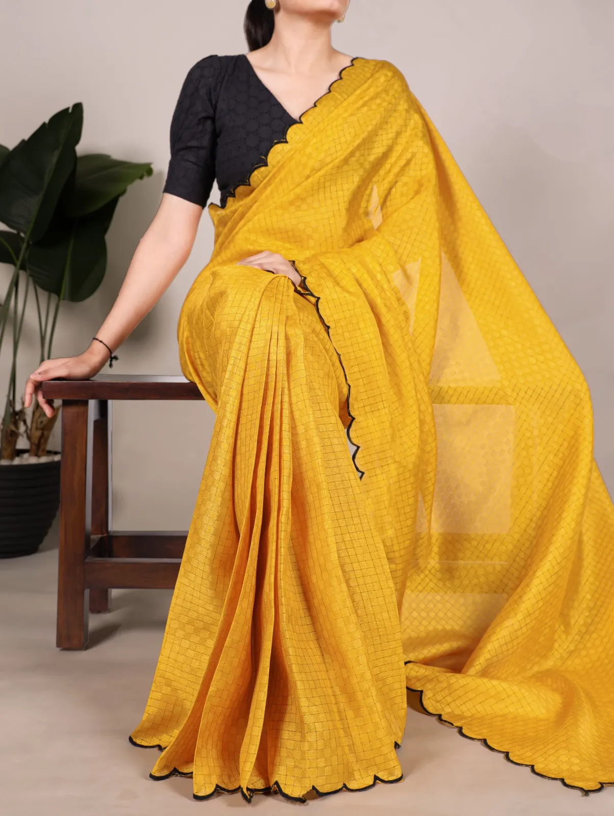 Taraa L 7105 Gadhwal Chex Arca Worked Fancy Saree Collection Sarees
