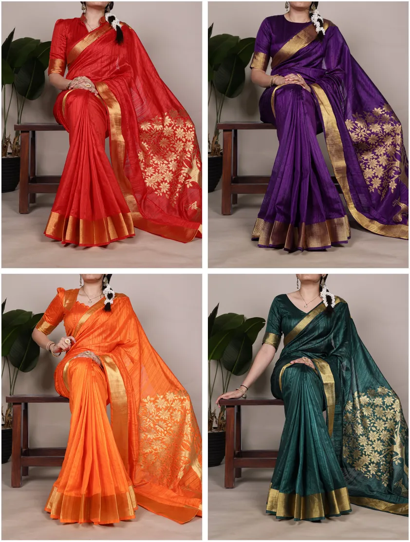 Taraa L 7903 Raw Silk Zari Worked Fancy Saree Collection Sarees