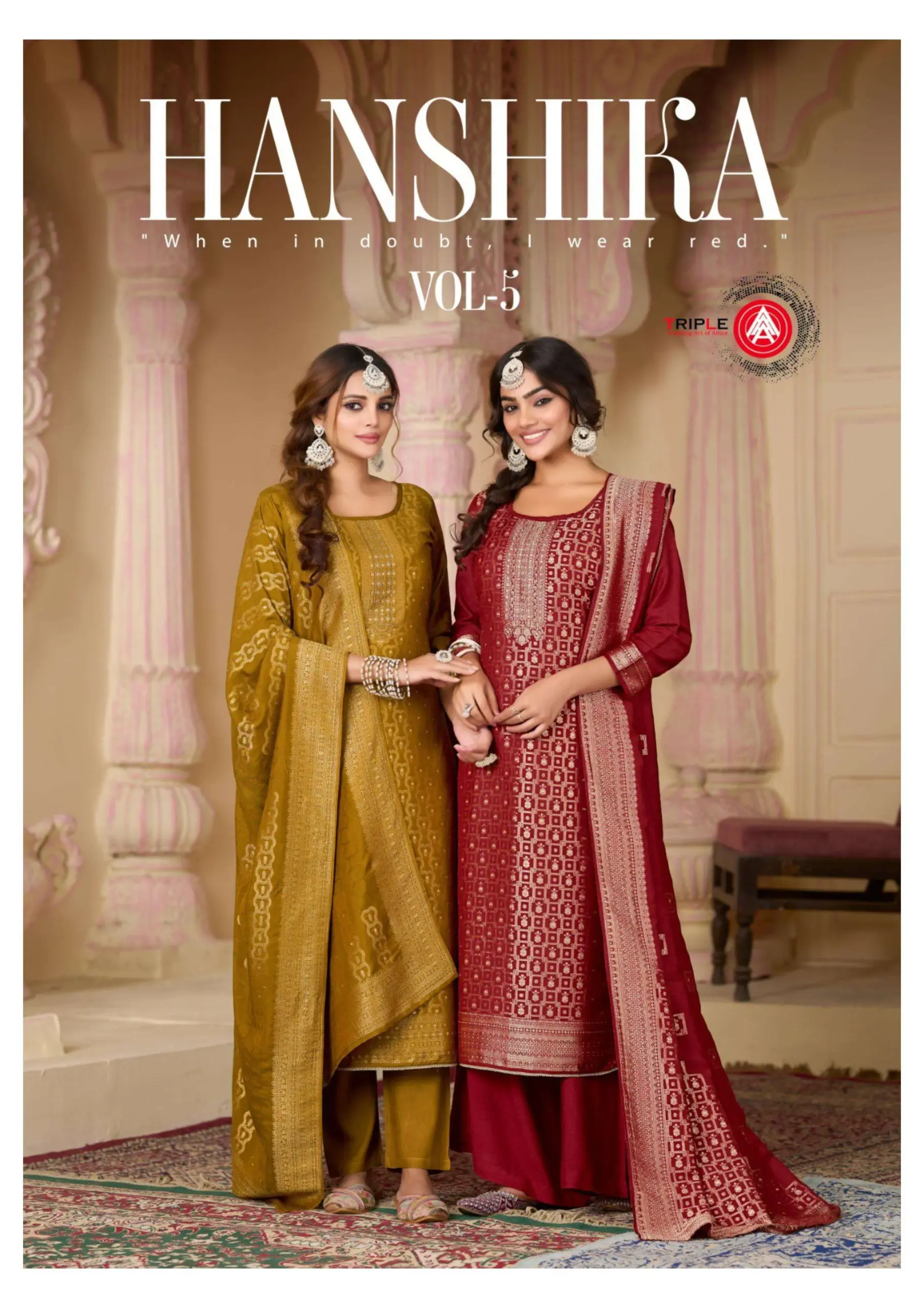 Triple Aaa Hanshika Vol 5 Semi Stitched Suits