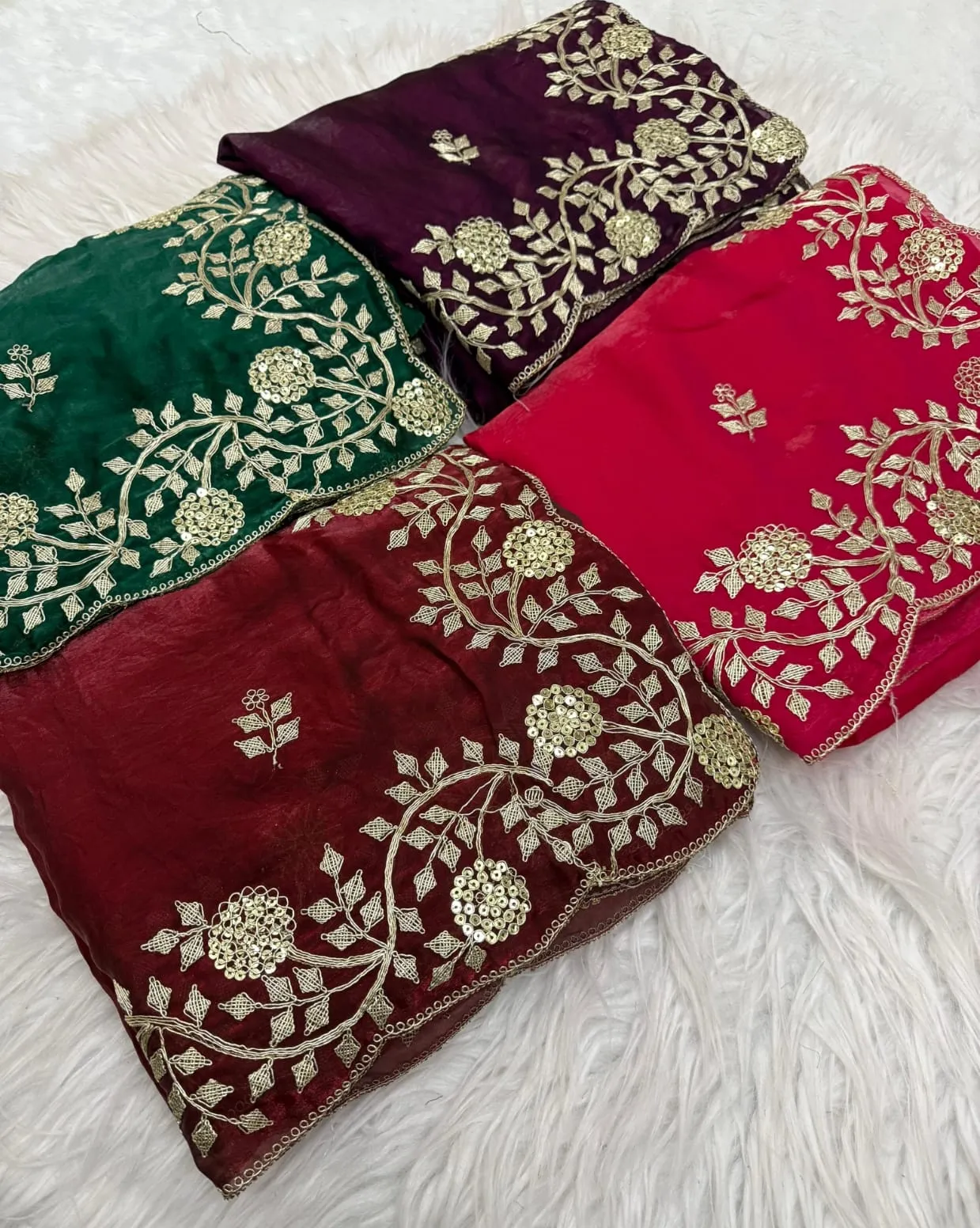 Vt 6083 T Fandy Satin Embroidery Worked Premium Saree Collection Sarees