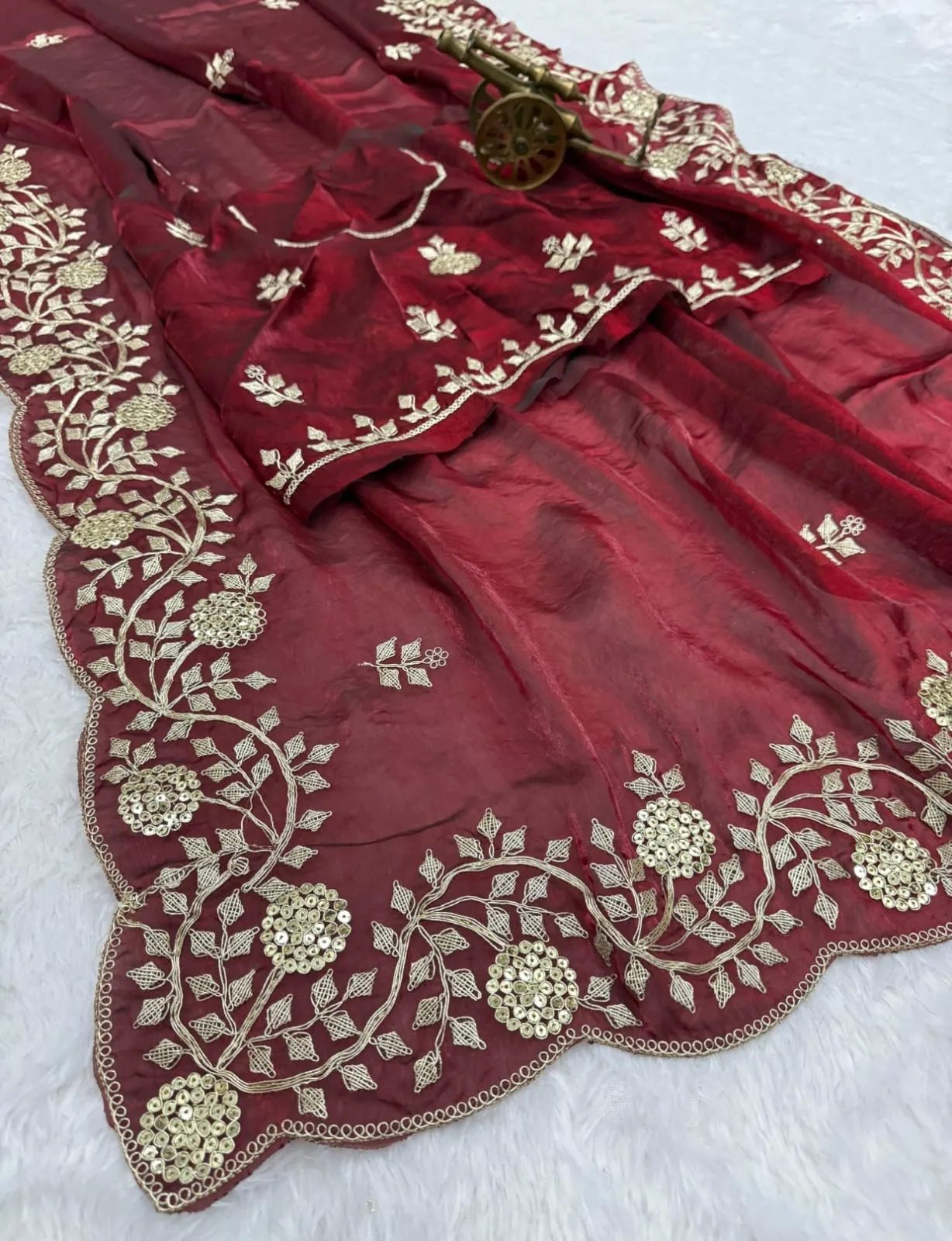 Vt 6083 T Fandy Satin Embroidery Worked Premium Saree Collection Sarees