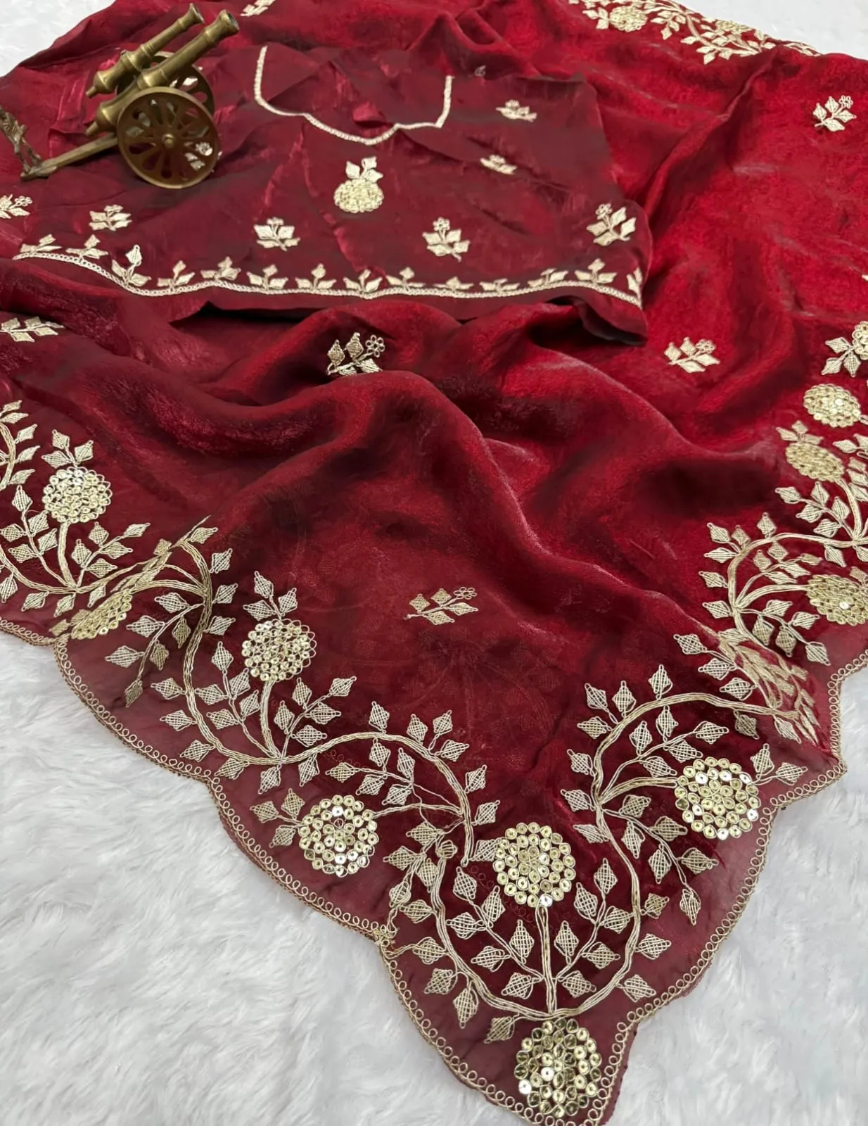 Vt 6083 T Fandy Satin Embroidery Worked Premium Saree Collection Sarees