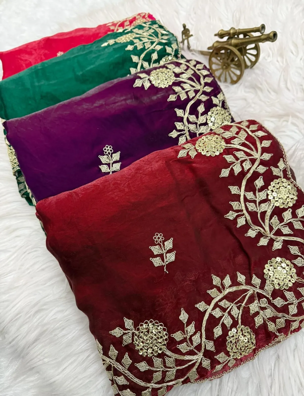 Vt 6083 T Fandy Satin Embroidery Worked Premium Saree Collection Sarees