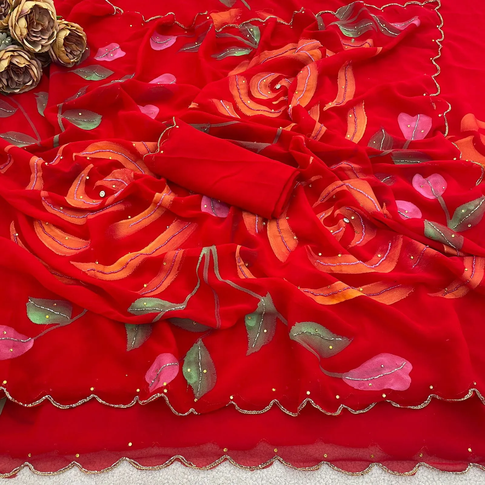 Vt 755 T Georgette Printed Festival Wear Saree Sarees