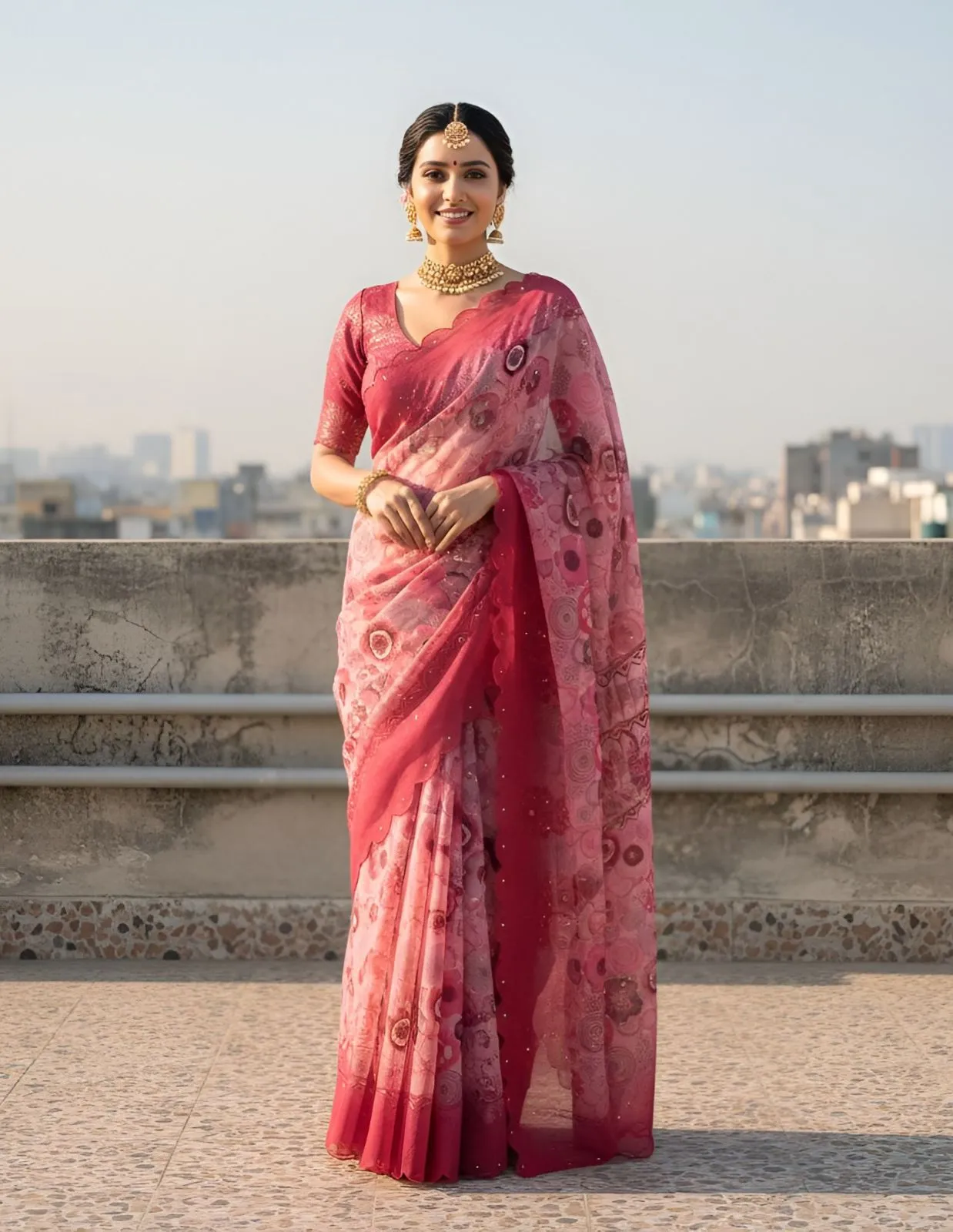 Vt 820 T Premium Gold Simmar Silk Printed Saree Sarees