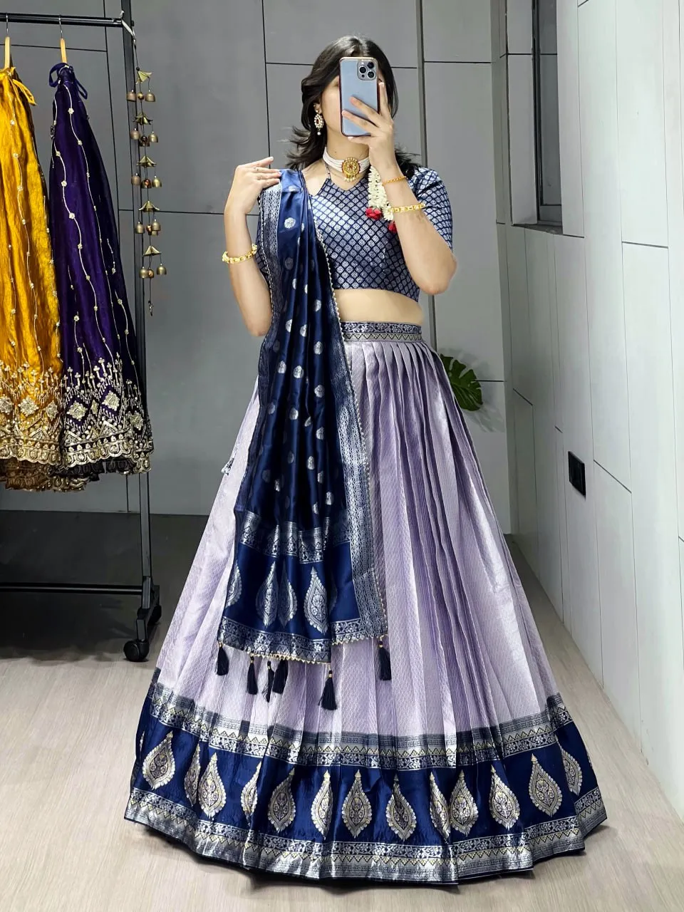 WMT 8116 Kanchipuram Silk Zari Weaving Lehenga Choli