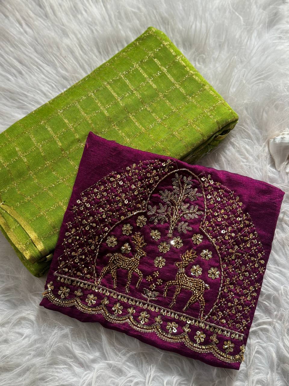 WMS Vol 153 Chex Weaving Saree with Designer Blouse