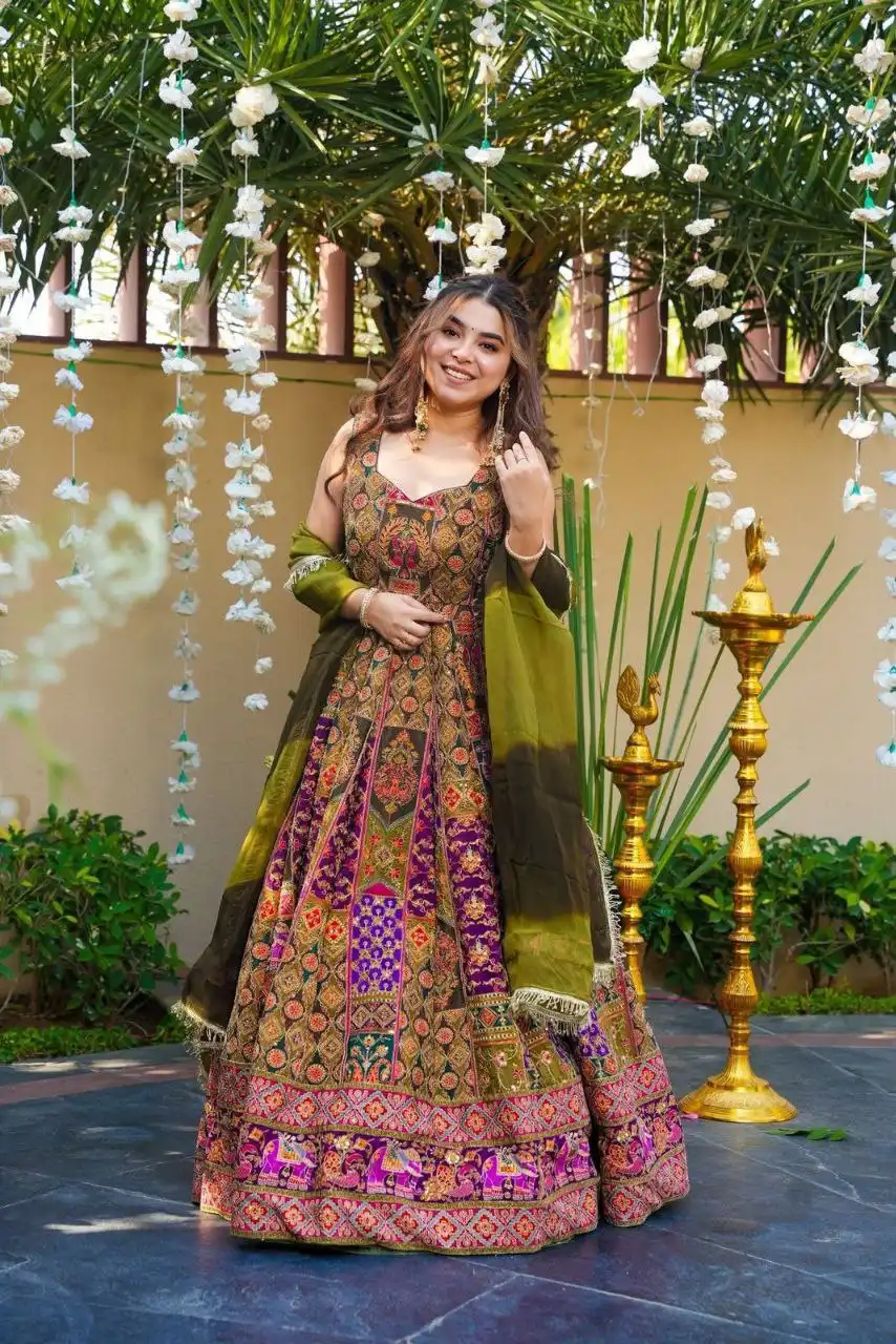 SWT 1191 Anarkali Gown With Dupatta For Festive