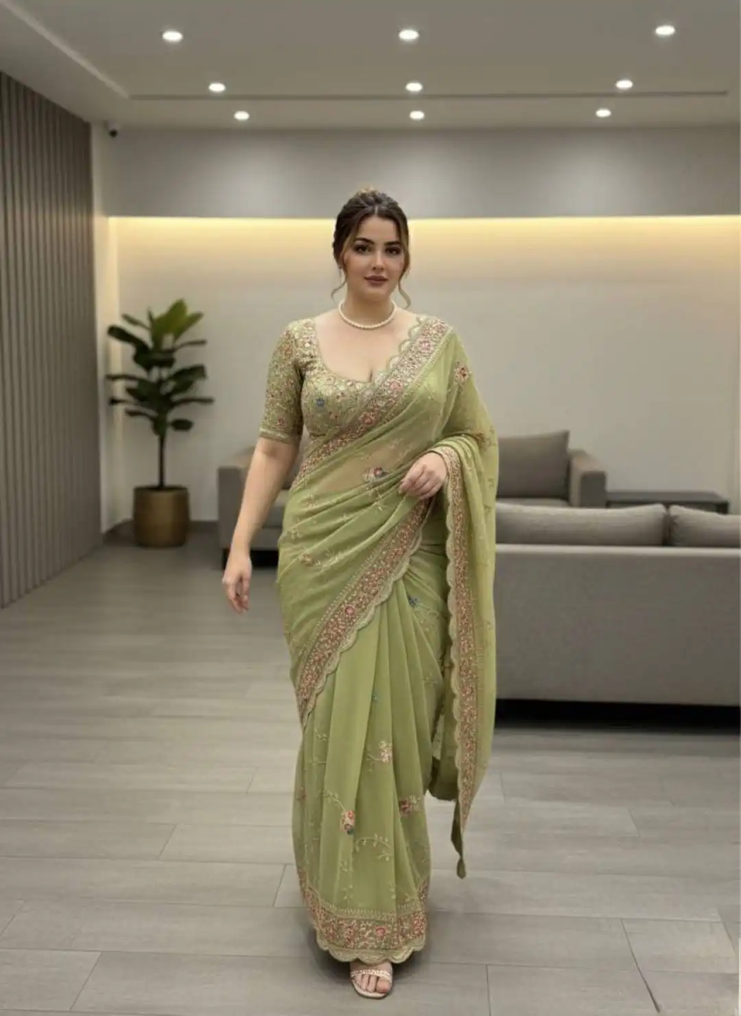 Kiara Karvi Embroidery Party Wear Saree for Women
