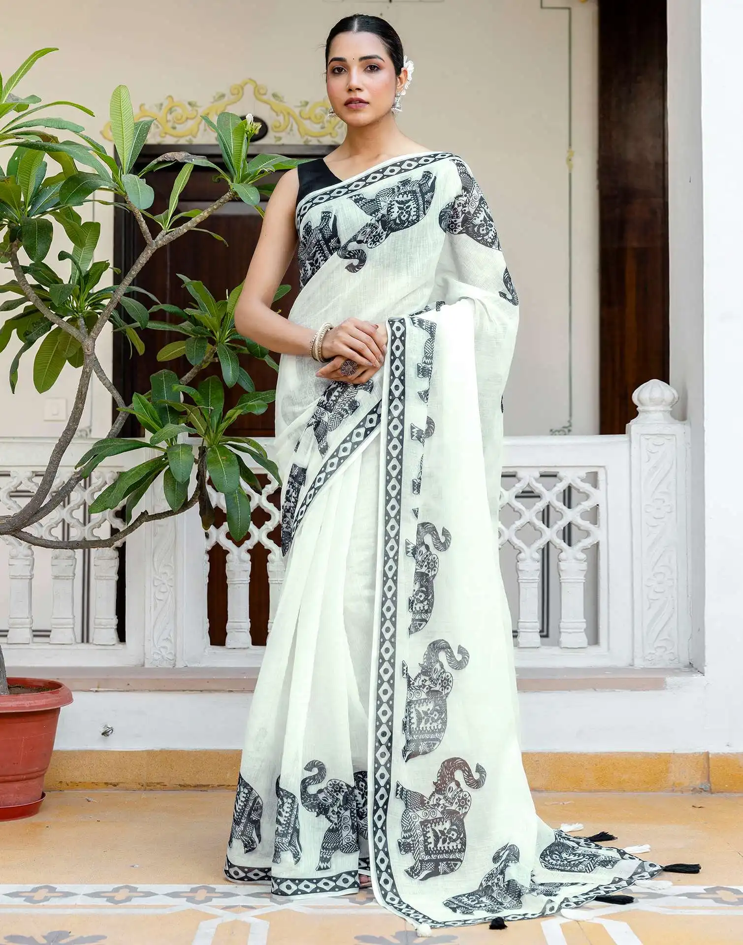 J2 Vol 102 Black Elephant Printed Saree Wholesale