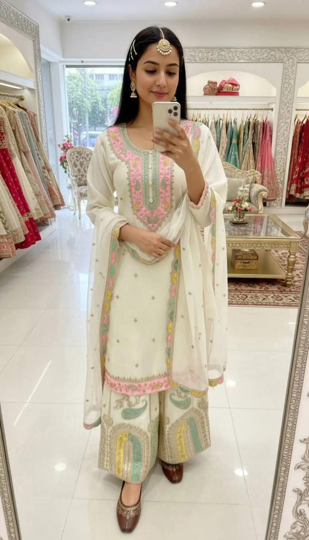 C585 1454 Kurta Plazo Set With Dupatta For Wedding