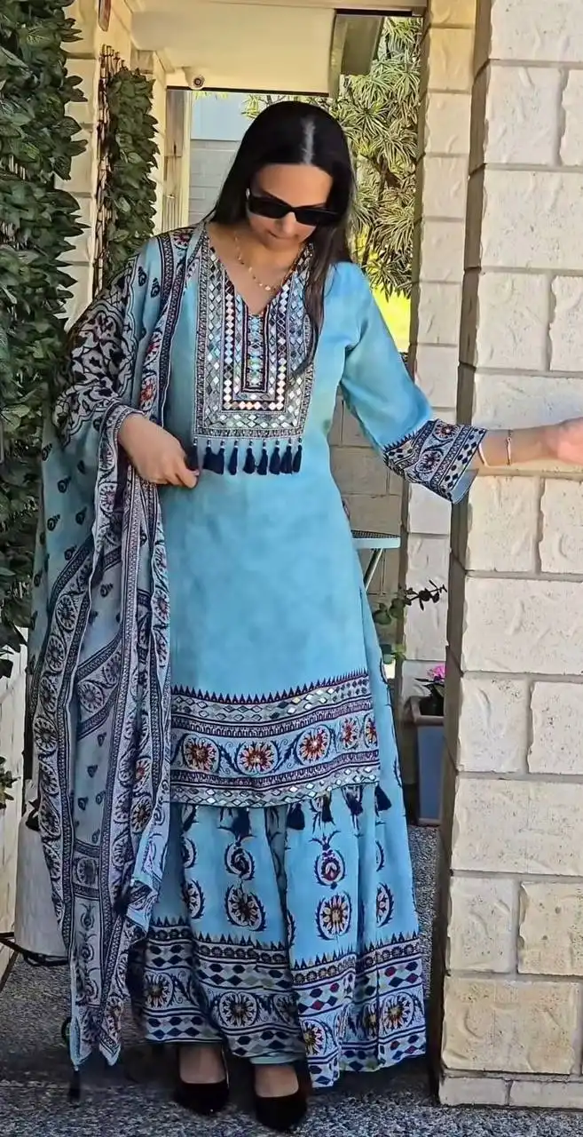 ASD 7083 Printed Plazo Suit With Dupatta Wholesale Surat