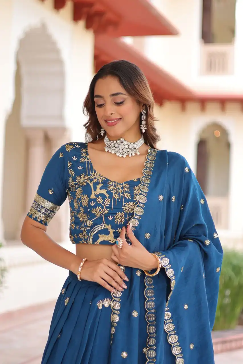 Moni 5062 Vichitra Silk Heavy Work Lehenga Choli For Women