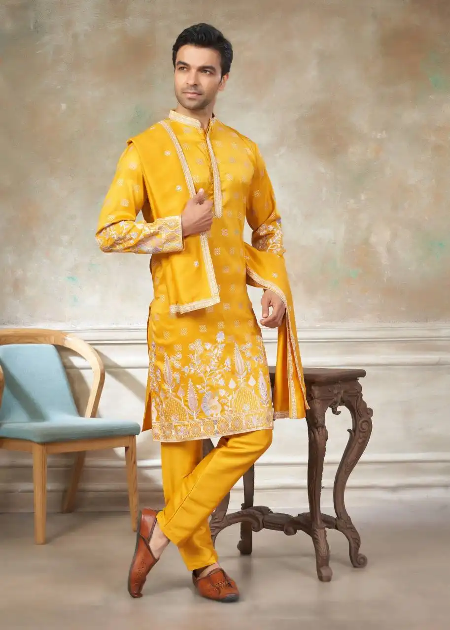 Shyam Vol 81 Wedding Kurta Pajama With Dupatta For Men