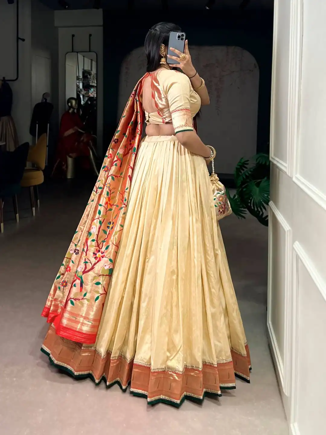 WMN 2031 Silk Paithani Lehenga Choli with Zari Weaving And Lace Border Wholesale Surat