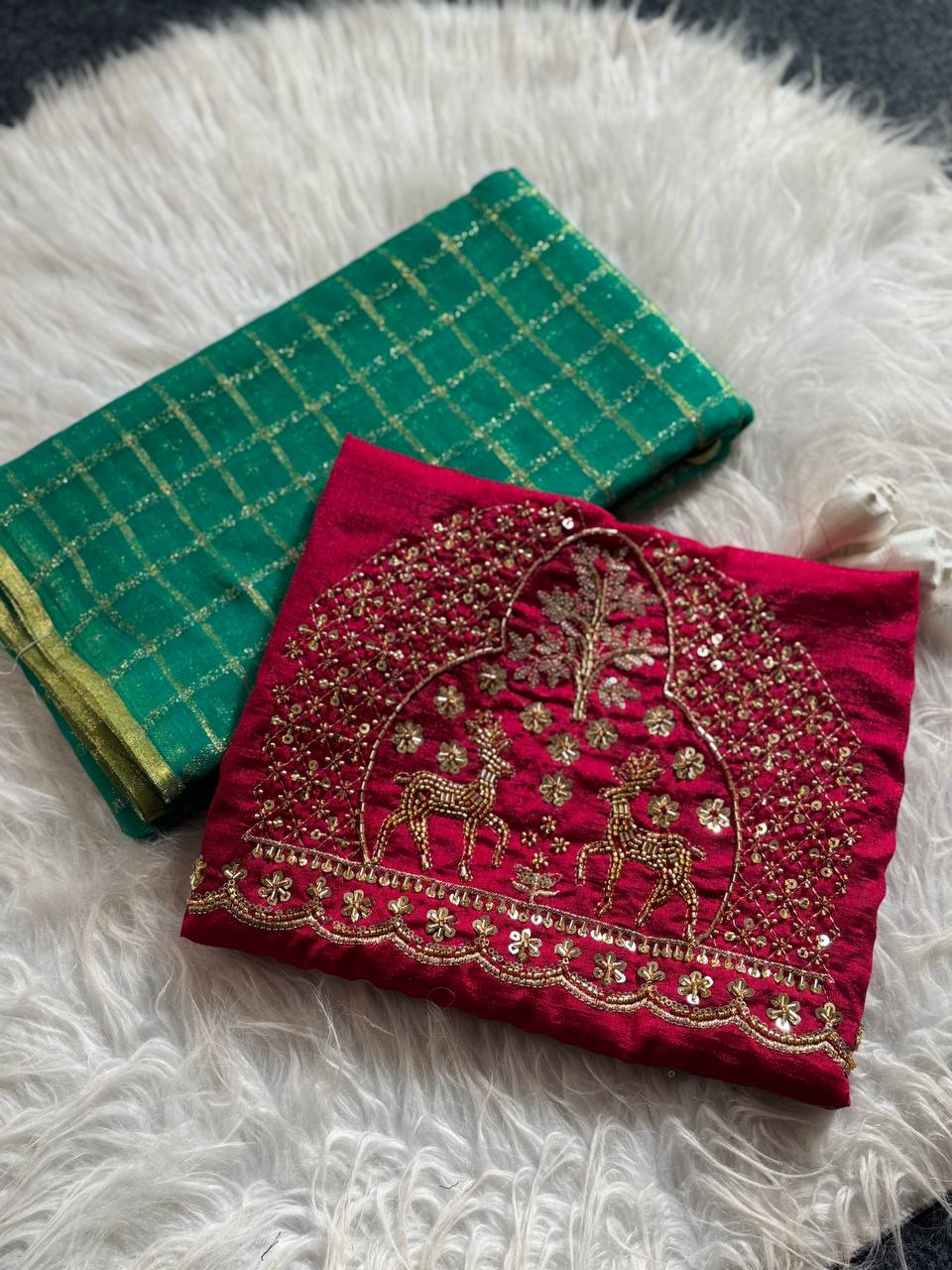 WMS Vol 153 Chex Weaving Saree with Designer Blouse