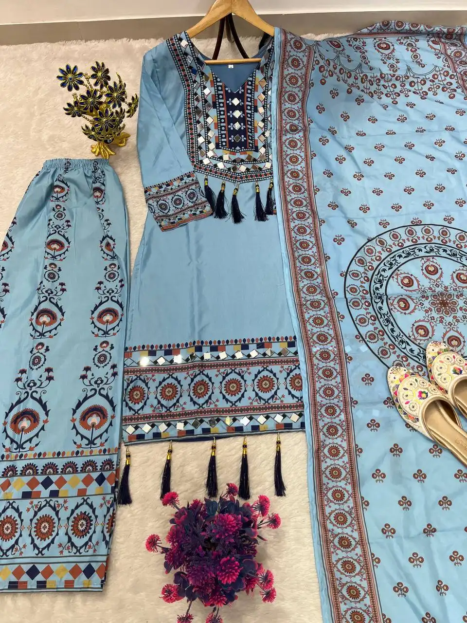 ASD 7083 Printed Plazo Suit With Dupatta Wholesale Surat