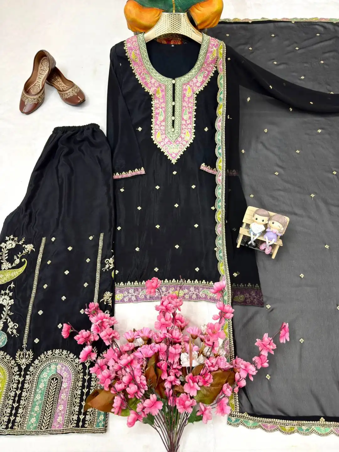 C585 1454 Kurta Plazo Set With Dupatta For Wedding