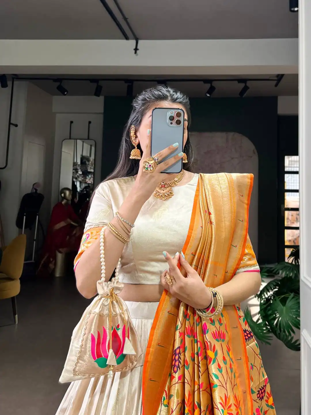 WMN 2031 Silk Paithani Lehenga Choli with Zari Weaving And Lace Border Wholesale Surat